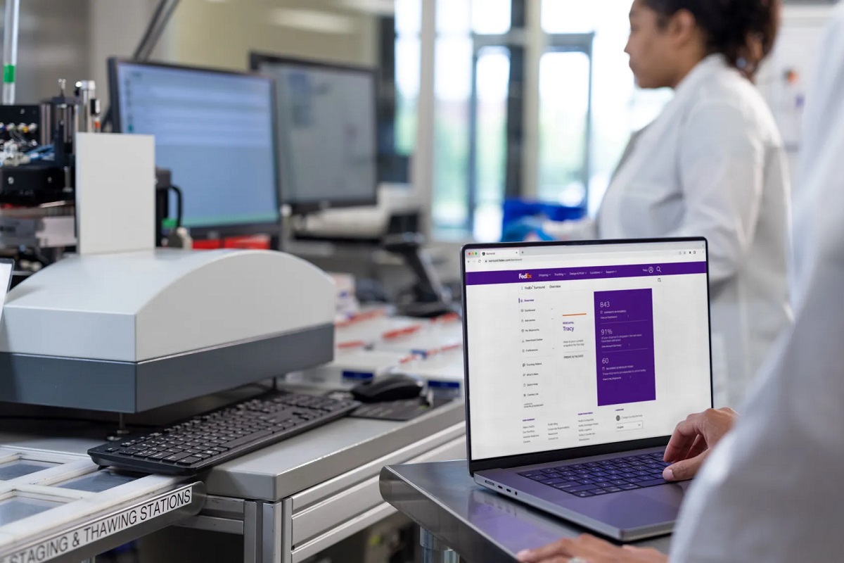 Healthcare staff using FedEx Surround