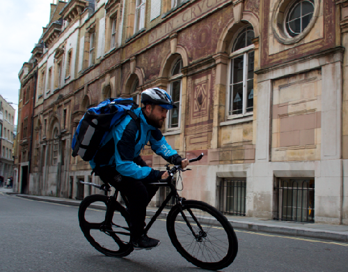 A Stuart bike courier in London