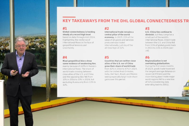 DHL Express CEO John Pearson presents the DHL Global Connectedness Tracker 2024